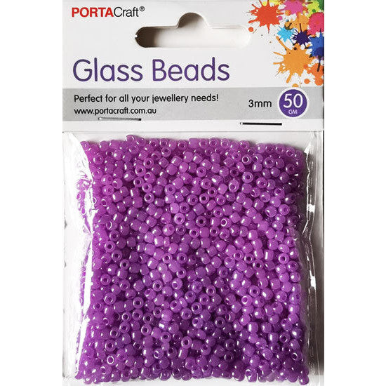 Pearl Glass Beads 3mm 50g - Purple