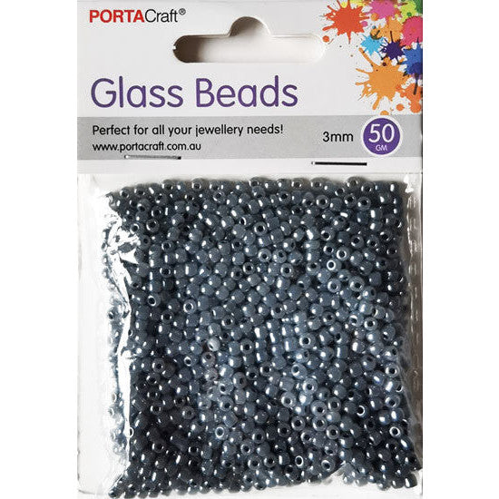 Pearl Glass Beads 3mm 50g - Stone