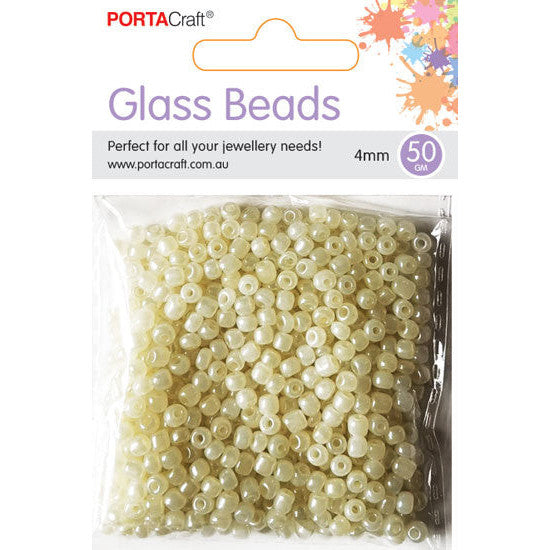Pearl Glass Beads 4mm 50g - Cream