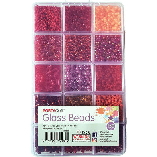 Porta Craft Red Glass Beads Organiser with 15 Bead Styles
