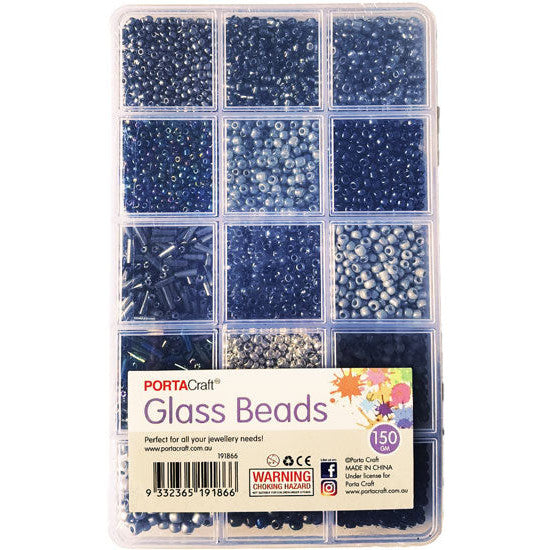 Porta Craft Glass Bead Kit with 15 Bead Styles - Black Mix