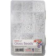 Porta Craft White Glass Beads 150g Organiser with 15 Bead Styles