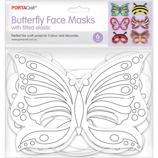 Cardstock Eye Masks Butterflies 15x21cm 6pk
