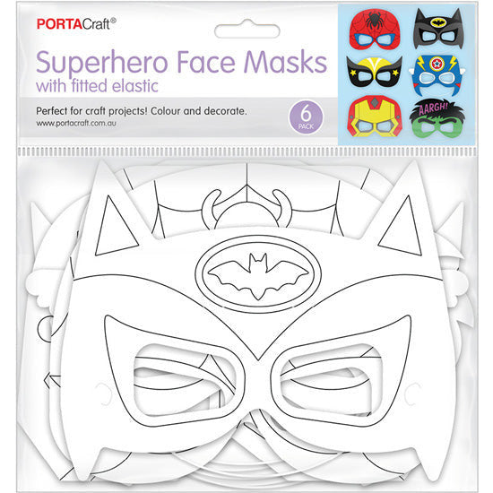 Cardstock Eye Masks Superheroes 15x21cm 6pk