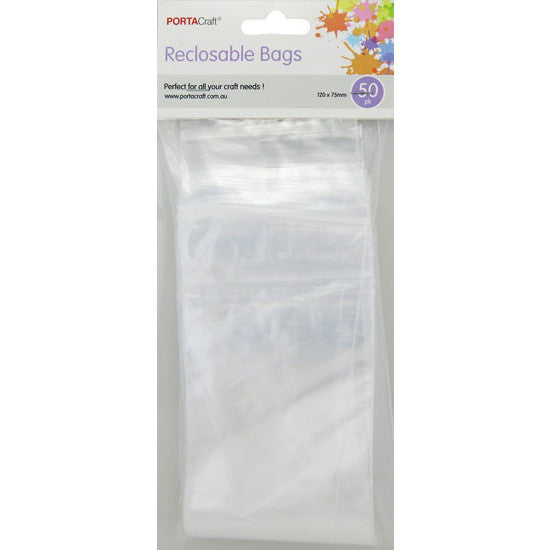 Wide clear reclosable bags for labels tools and embellishment sets