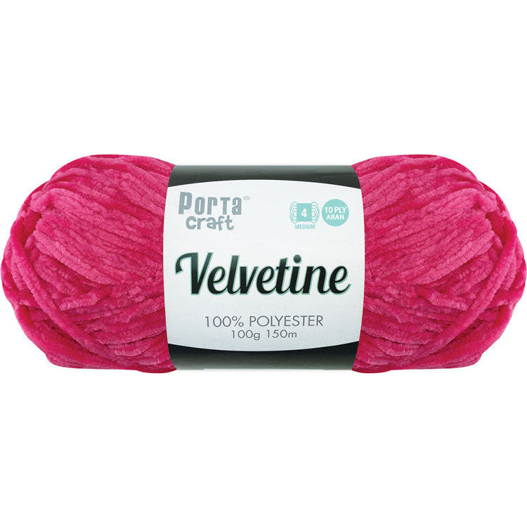 Velvetine Yarn 100g 150m Bright Pink