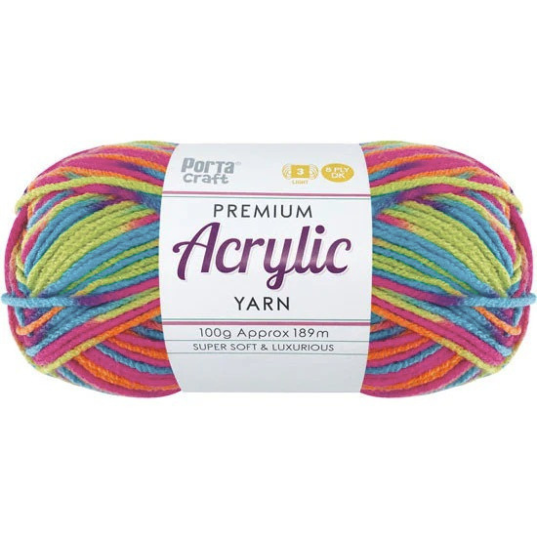 Acrylic Yarn 100g 189m 8ply Multi Utopia