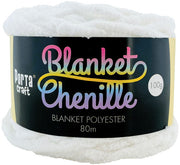 Porta Craft Chenille Blanket Yarn 100g 80m 12ply Pure White