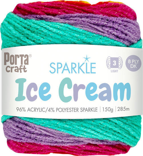 Ice Cream Sparkle Yarn 150g 285m Funfair