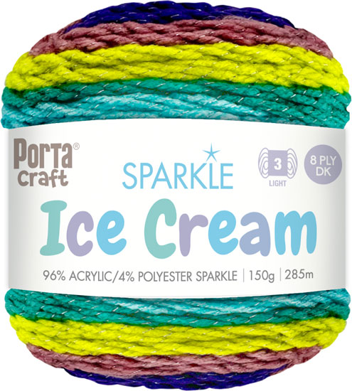Ice Cream Sparkle Yarn 150g 285m Unicorn