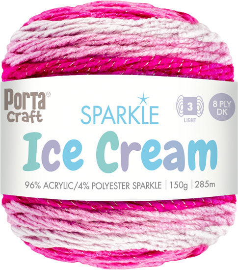 Ice Cream Sparkle Yarn 150g 285m Pink Panther