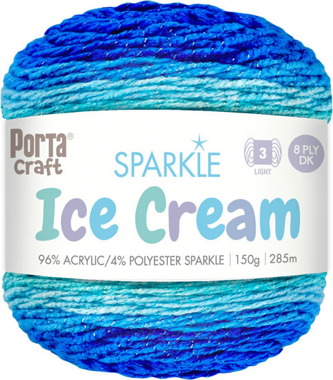 Ice Cream Sparkle Yarn 150g 285m Smurf