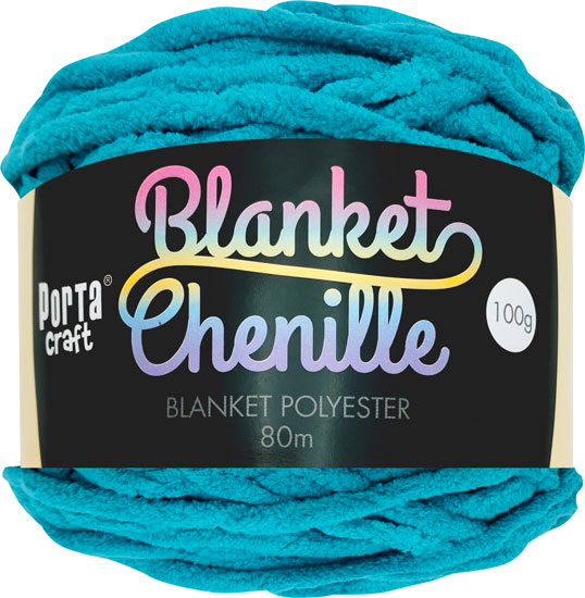 Porta Craft Chenille Blanket Yarn 100g 80m 12ply Teal