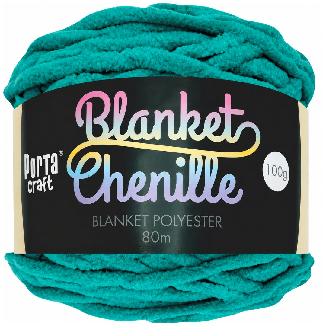 Blanket Chenille Yarn 100g 80m 12ply Teal