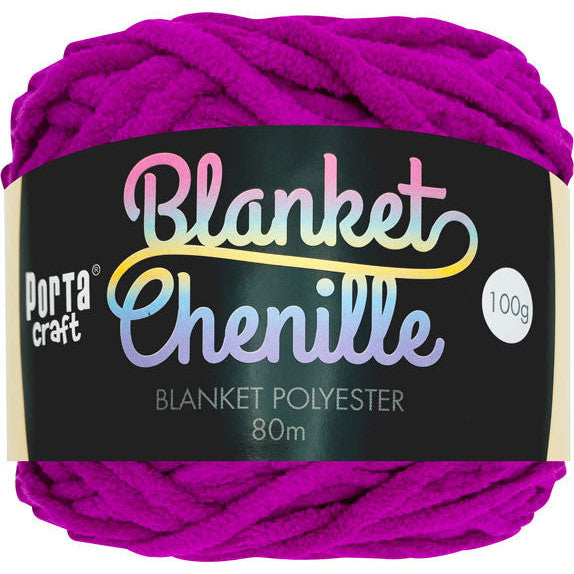 Porta Craft Chenille Blanket Yarn 100g 80m 12ply Mulberry