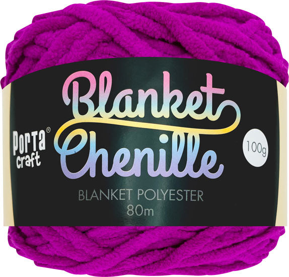 Porta Craft Chenille Blanket Yarn 100g 80m 12ply Mulberry