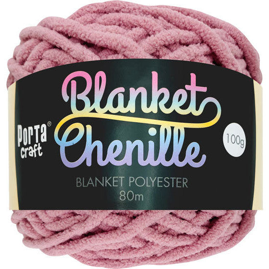 Porta Craft Chenille Blanket Yarn 100g 80m 12ply Mauve