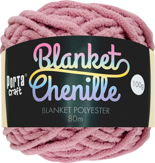 Porta Craft Chenille Blanket Yarn 100g 80m 12ply Mauve