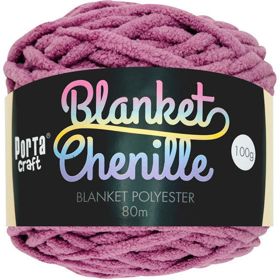 Porta Craft Chenille Blanket Yarn 100g 80m 12ply Razzmic Berry