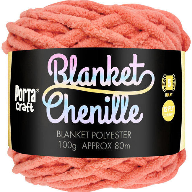 Blanket Chenille Yarn 100g 80m 12ply Salmon