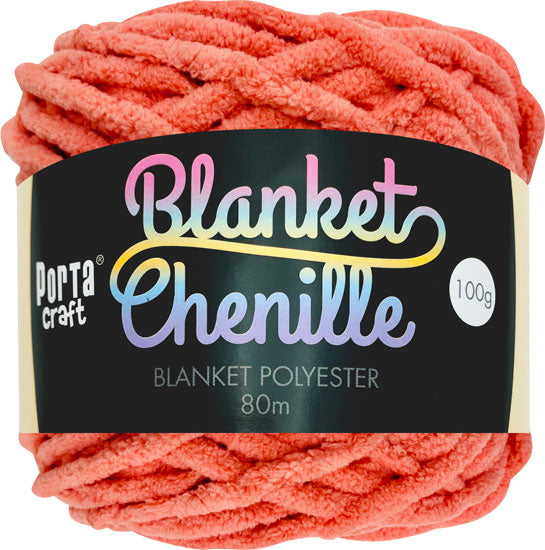 Porta Craft Chenille Blanket Yarn 100g 80m 12ply Salmon