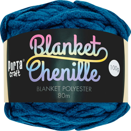 Porta Craft Chenille Blanket Yarn 100g 80m 12ply Navy