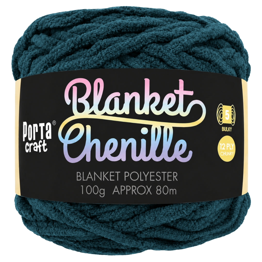Blanket Chenille Yarn 100g 80m 12ply Navy