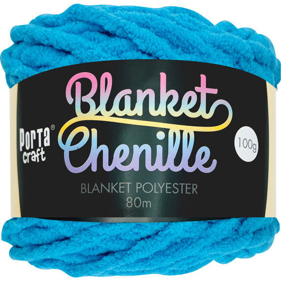 Porta Craft Chenille Blanket Yarn 100g 80m 12ply Hot Blue