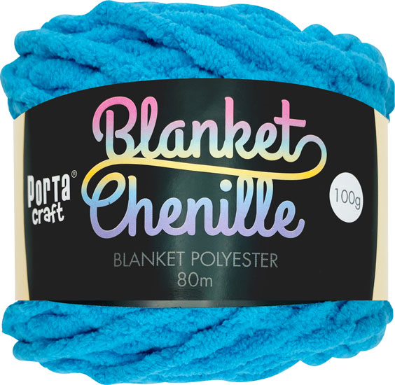 Porta Craft Chenille Blanket Yarn 100g 80m 12ply Hot Blue