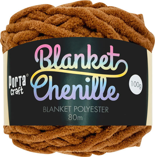 Chenille Blanket Yarn 100g 80m 12ply Solid Teddy Bear
