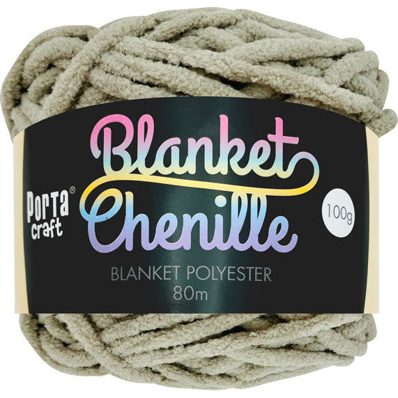 Porta Craft Chenille Blanket Yarn 100g 80m 12ply Taupe