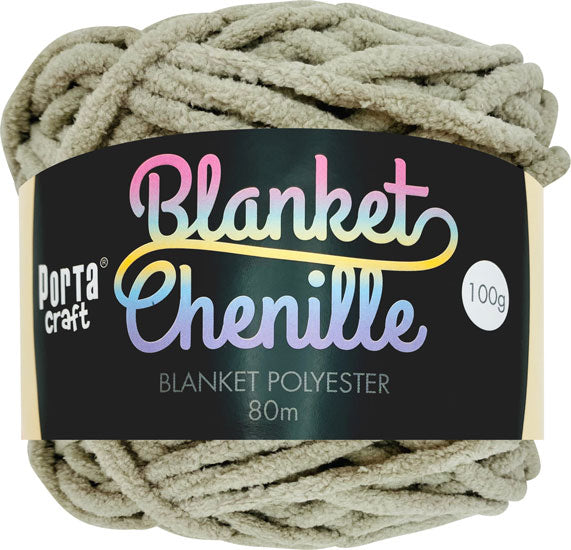 Porta Craft Chenille Blanket Yarn 100g 80m 12ply Taupe