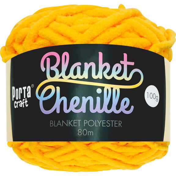 Porta Craft Chenille Blanket Yarn 100g 80m 12ply Canary Yellow