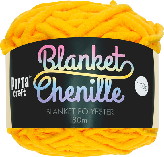 Porta Craft Chenille Blanket Yarn 100g 80m 12ply Canary Yellow