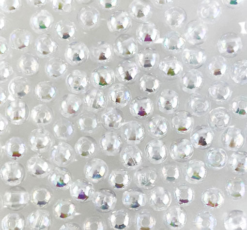 Round Beads 6mm 20g - Clear Iridescent