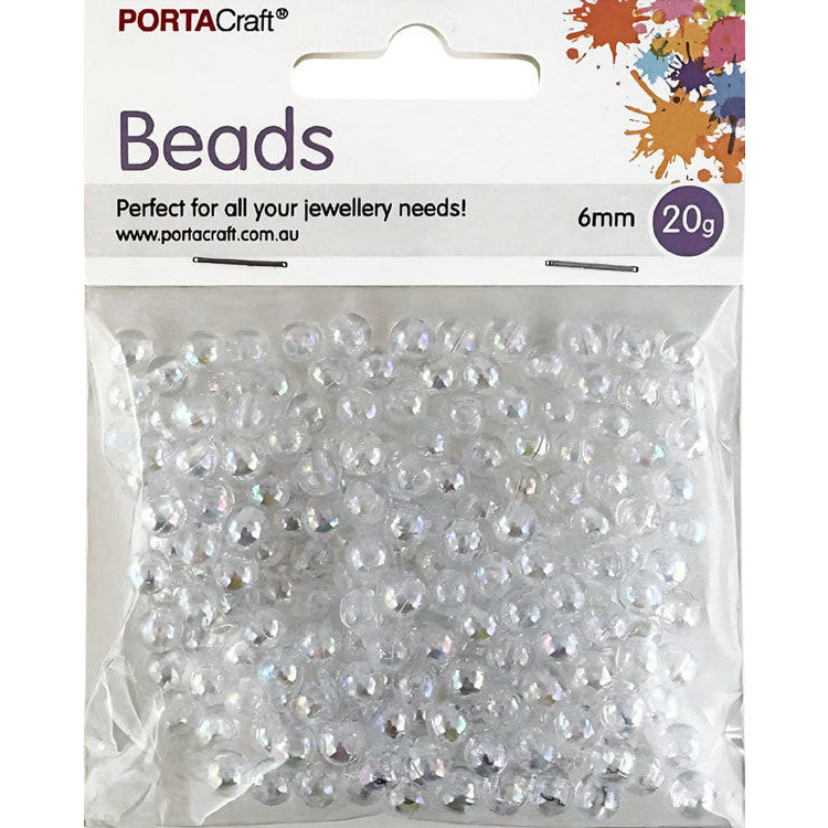 Porta Craft Clear Iridescent Round Beads 6mm
