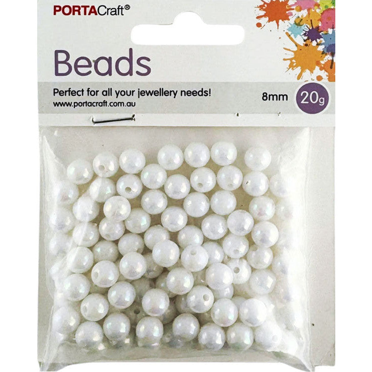 Porta Craft White Round Pearl Beads 8mm