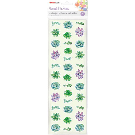 Porta Craft Succulent Floral Stickers - 2 Sheets
