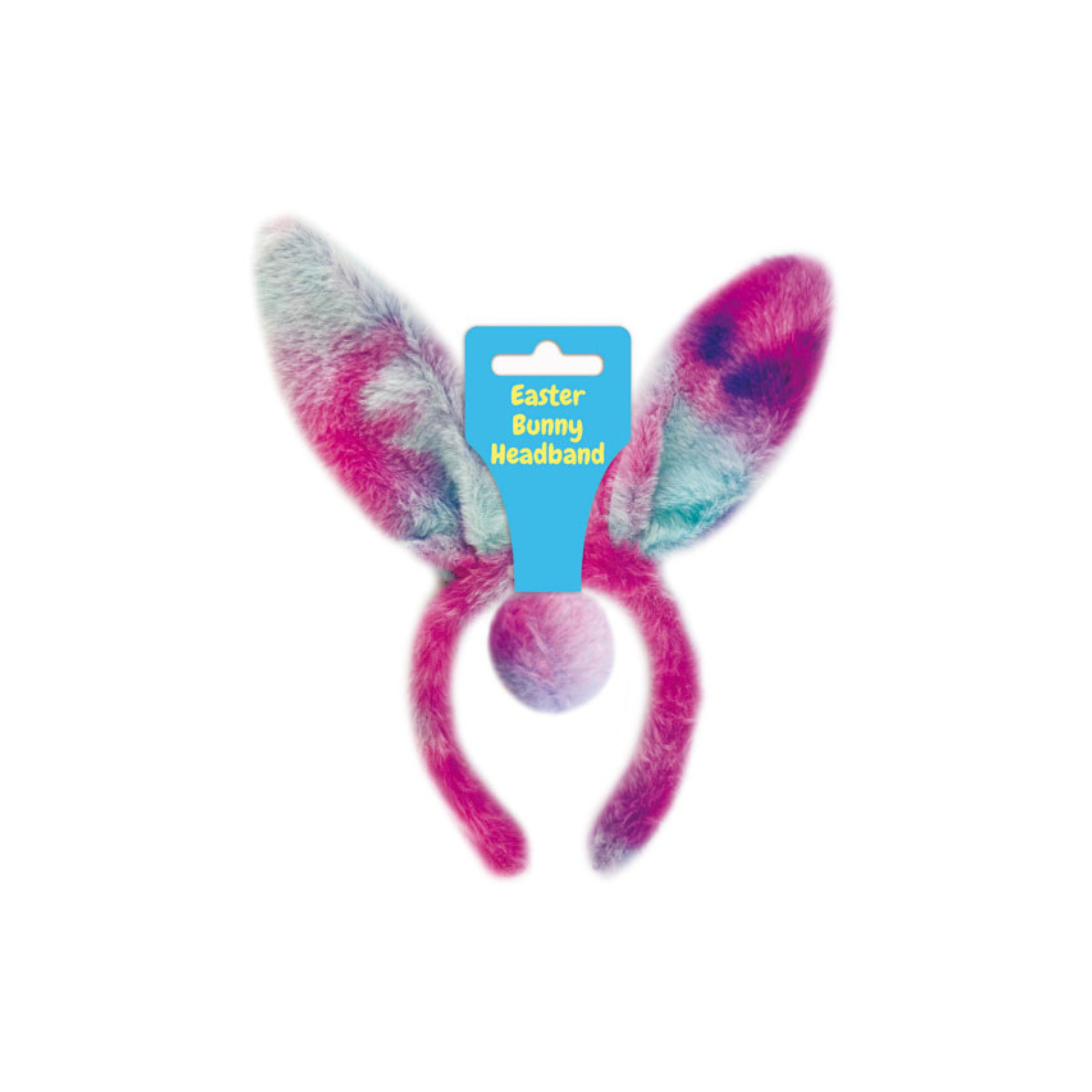 Easter Bunny Ears with Tail Headband - Hot Pink