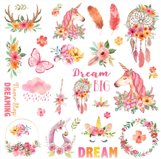 Boho floral paper ephemera, 60 pieces for collage, art journals and card making