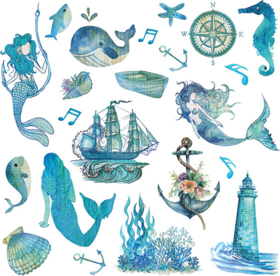 Nautical and coastal ephemera pack of 44 for travel journals and beach scrapbook pages