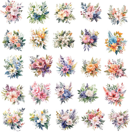 Multicolour floral ephemera pack of 50 for planners, bullet journals and scrapbooking