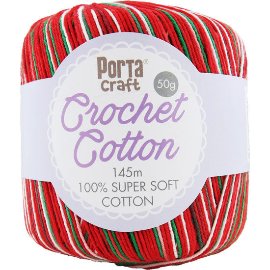 Crochet Cotton 50g 145m 3ply Multi Christmas