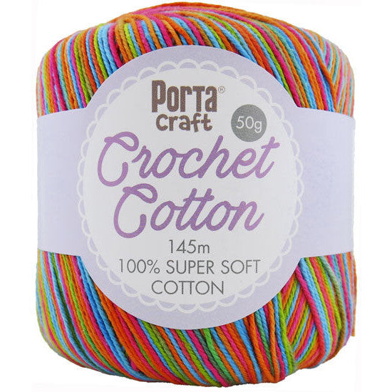 Crochet Cotton 50g 145m 3ply Multi Utopia