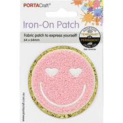 Iron-on Patch Smiley Face Pink
