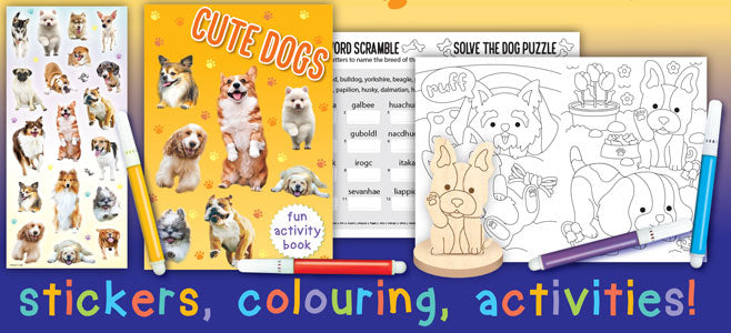 Dogs Kids Activity Fun Pack with Stickers, Colouring & Puzzles