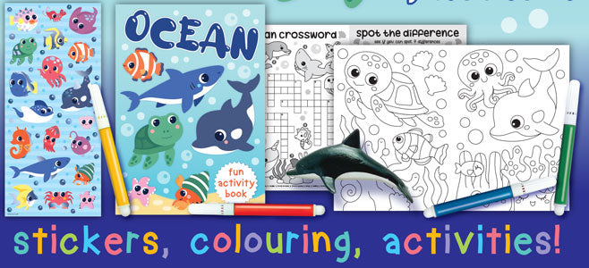 Ocean Animals Kids Activity Fun Pack with Stickers, Colouring & Puzzles