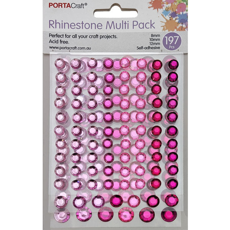Porta Craft Craft Vault Rhinestones Asst Sizes 197pk - Pinks