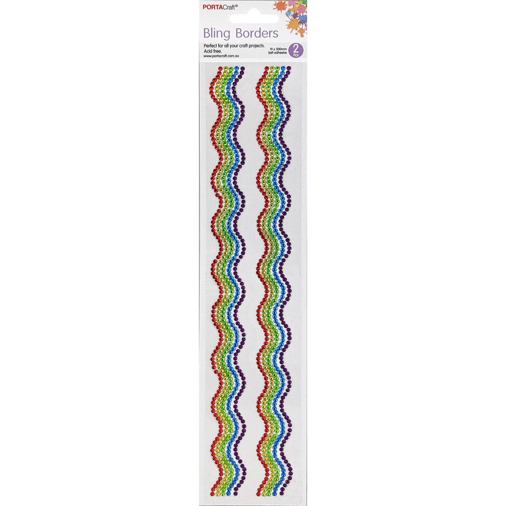 Rhinestone Borders Waves 2pk - Rainbow Mix
