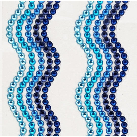 Porta Craft Rhinestone Strips 19mm x 30cm Waves 2pk - Blues